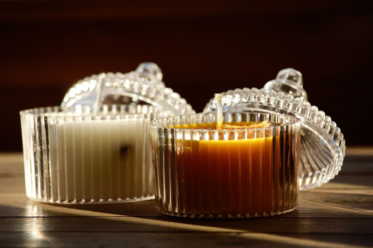 Ribbed Glass Candle